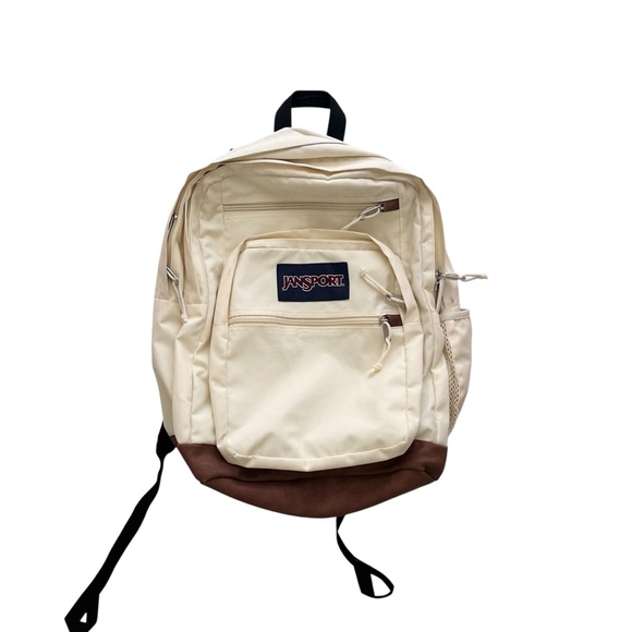 JanSport Classic Cream and Brown Backpack - Picture 1 of 8